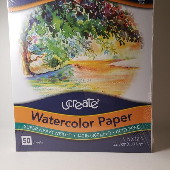 New UCreate Watercolor Paper White, 140 lb. 9" x 12" 50 Sheets art supplies scho - Picture 7 of 8